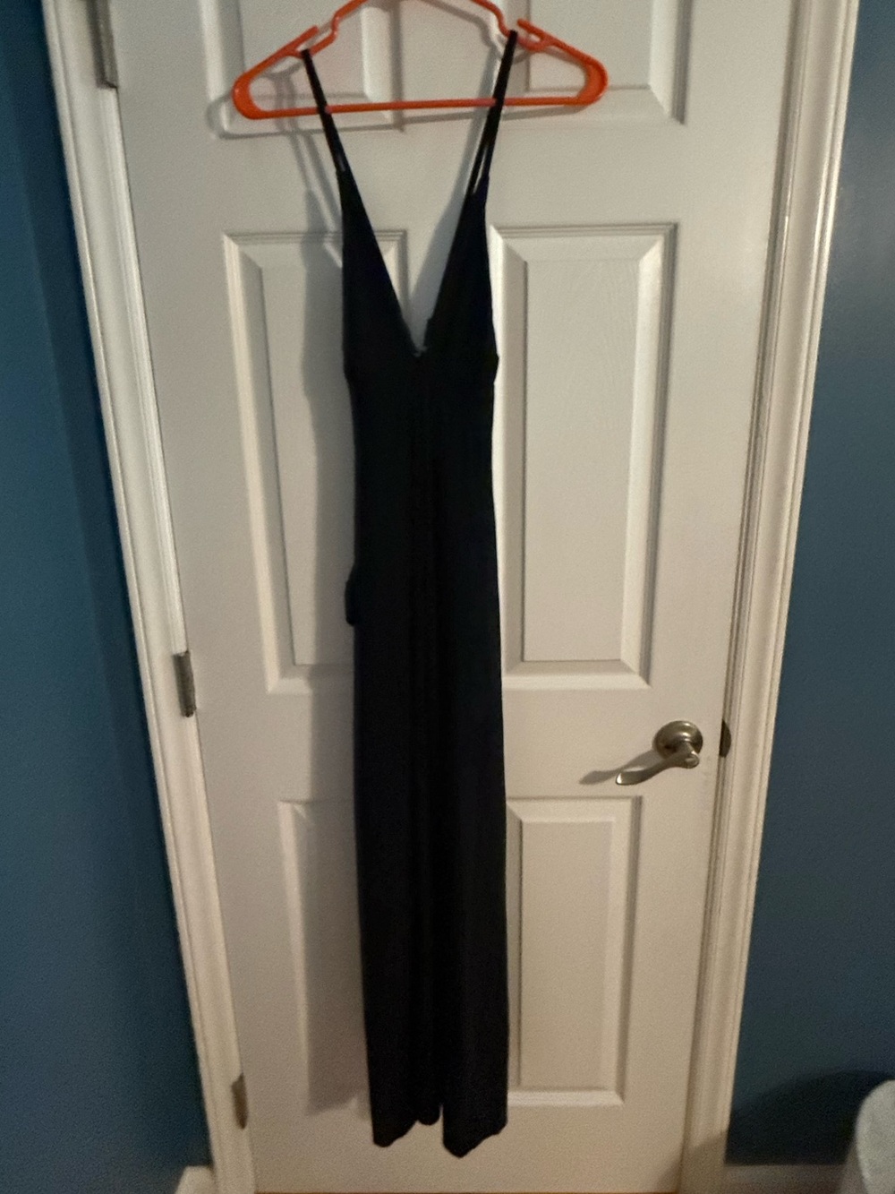 Halara Black Deep V Neck Wide Leg Jumpsuit Romper Size Small NWT